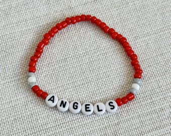 Angels Baseball Team Beaded Bracelet