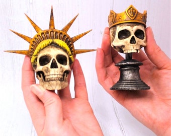 LIBERTY and the CROWN Skull Figurine Statue of Liberty Large or Miniature Single or Pair Xmas Stocking Great Secret Santa Gift