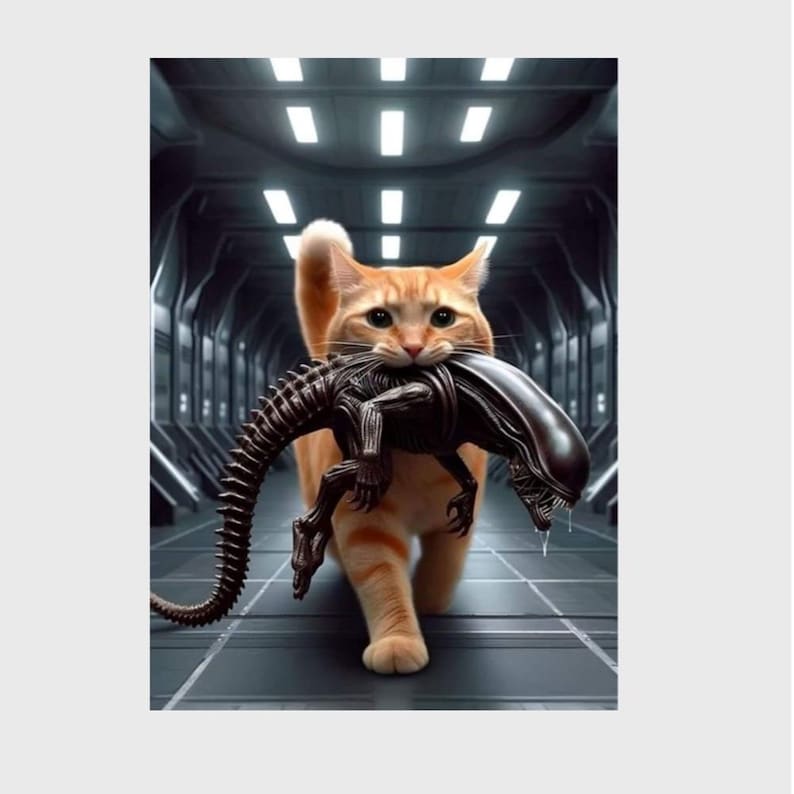 Alien Movie Poster: Jones the Cat With Xenomorph (A4 Print) - Etsy