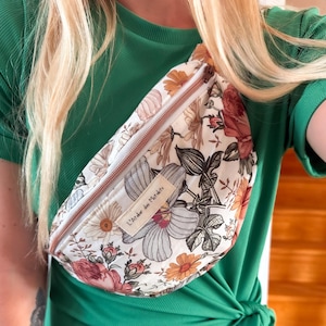 Sac banane en coton imprimé floral bohème vintage pour femme