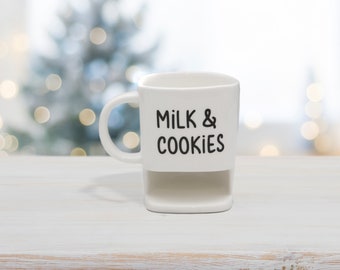 Milk & Cookie Mug | Snack Mug | Winter Decor | Christmas Mug | Treat Mug | Ceramic Mug | Dunk Mug