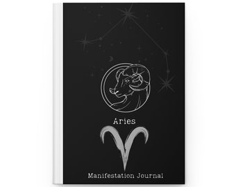 Aries Zodiac Matte Hardcover Manifestation Journal Notebook