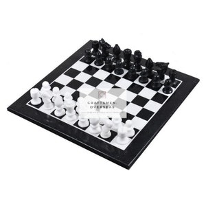 12&quot; Black and White  Marble Handmade Chess Set, with chess figures. Christmas Gifts.