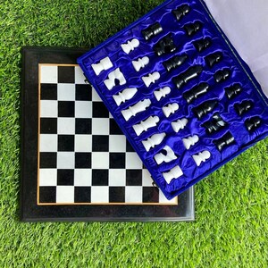 Handmade Black Marble Chess Set with Marble chess figures/coins. Marble Chess  Set, best gift for loved ones.