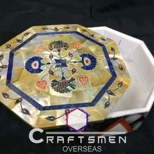 Marble Jewelry Trinket Box Handicraft Floral Inlay semi precious stones Works Decor and Gifts