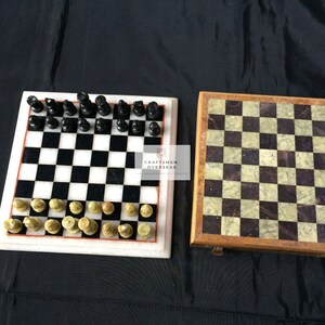 White & Black Marble Chess with Wodden Chess Board( including chess pieces). Christmas Gift.