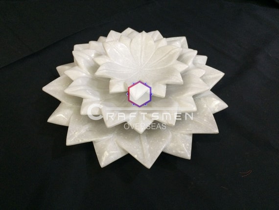 Hand Carved Marble Bowl Lotus Design Hand Carved Marble Bowl Lotus Design