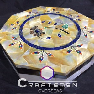 Marble Jewelry Trinket Box Handicraft Floral Inlay semi precious stones Works Decor and Gifts