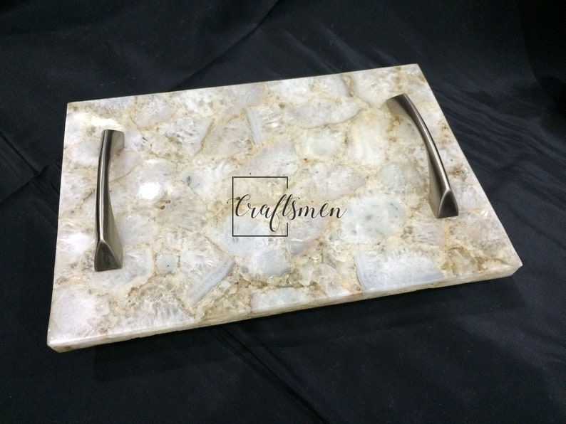 12quot;x9quot; Quartz Serving Tray with Steel Finish Handle. G 12quot;x9quot; Quartz Serving Tray with Steel Finish Handle. G