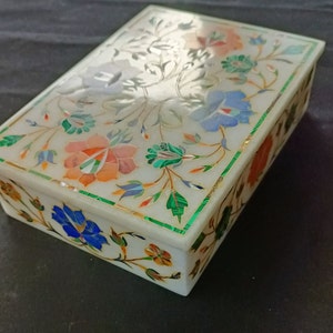 Marmor Inlay (Schmuck) Box. Marmor Handgemachte Box. Halbedelstein Marmor Box