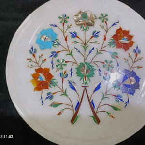 Marble Inlay Plate. Handmade inlay work. Semi precious stones Inlay work Plate
