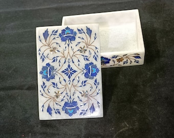 Marble Inlay (jewelry) Box. Marble Handmade box. Semi Precious Marble Box