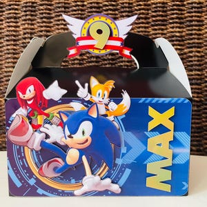 Boîtes personnalisées Sonic pour pignon, boîtes cadeaux pour enfants - (12) Douze boîtes cadeaux