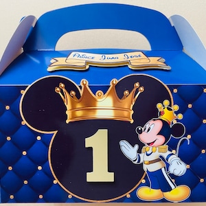 Prince Mickey Mouse Personalized Gable Boxes, Favor Boxes for Kids - (12) Twelve Favor Boxes