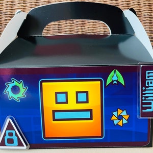 Geometry Dash Personalized Gable Boxes, Favor Boxes for kids - Qty. (12)