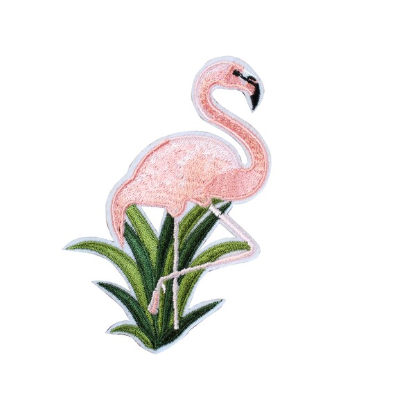 Pink Flamingo Bird,Water weed,Water Embroidery Iron On Applique Patch 
