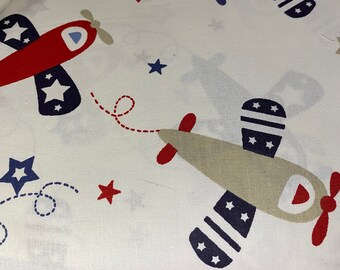 Airplane Cotton Fabric by the Yard, Bed Sheet Fabric for Boy Pillow, Sheet & Duvet Cover, Width 94''