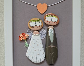 Steinbild Hochzeit / Geldgeschenk (personalisierbar)