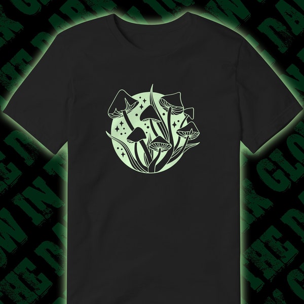 Glow in the Dark Magic Mushroom Hippy Psychadelic Psylocybin T-Shirt Custom Printed
