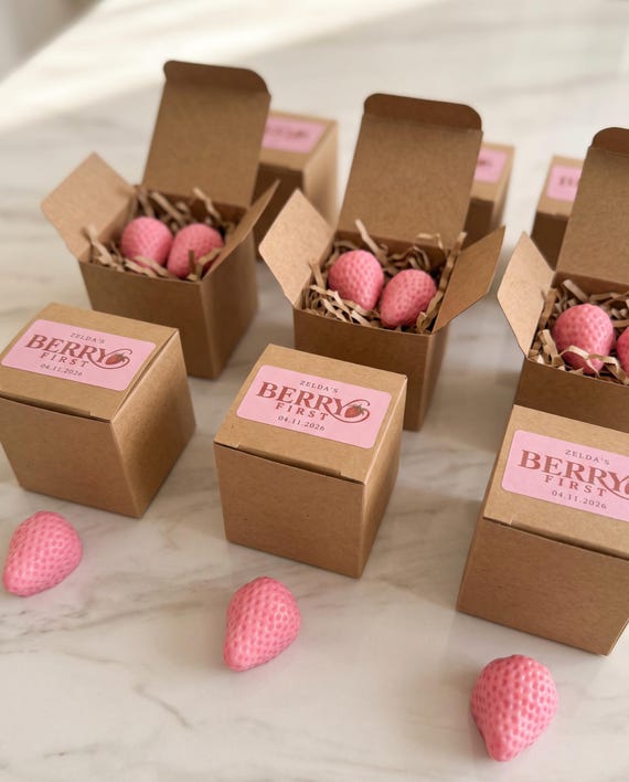 Personalised Strawberry Soap Favours – Berry First Birthday Party Favours – Handmade Strawberry Soaps
