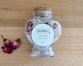 150g Glass Bottle - Luxury Botanical Bath Salts | Mother's Day Gift | Bridal Shower | Bridesmaid Gift | Bath Soak | Cheap Gifts | Pampering