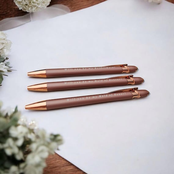Rose Gold Bridesmaid Proposal Pen | Brushed Pink, Bridal Party Gift