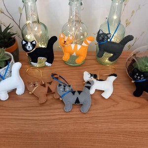 Felt Cat Hanging Decorations Handmade Choice of Colours