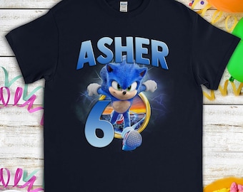 Sonic the Hedgehog Birthday Gift For Gamer Son Daughter, Funny Custom Name Birthday T-Shirt For Men Women Kids Boys Girls Toddler Infant