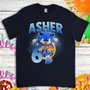 Sonic the Hedgehog Birthday Gift For Gamer Son Daughter, Funny Custom Name Birthday T-Shirt For Men Women Kids Boys Girls Toddler Infant