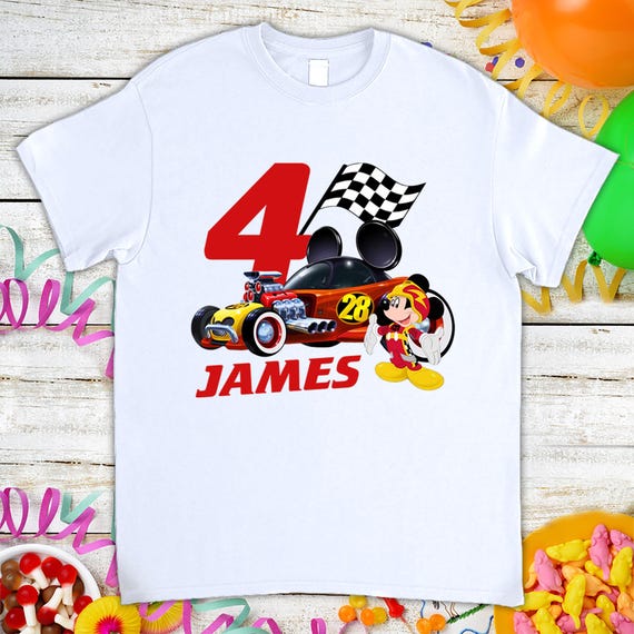 Disney Mickey Mouse Racing Personalized Birthday Gift Tshirt, Custom Name  Family Birthday T-shirt For Men Women Kids Boys Girls Tee Shirt
