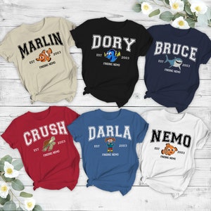 Retro Disney Finding Nemo All Characters  Est 2003 Group Custom Vintage Shirt, Marlin Dory Darla Tee, Disney Family Vacation Holiday Gift