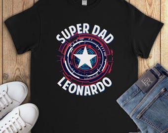 Avenger Captain America Super Dad Custom Name Father's Day Gift Vintage Comic V-Neck Hoodies Tank Top For Men Women Kids T-shirt