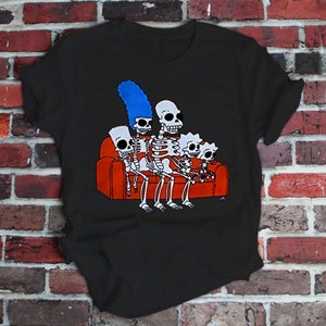 The Simpsons Skeleton Couch Gag Funny The Simpsons Gift T-shirt Men Women Kids V-Neck Tee Shirt Sweatshirt Hoodie Tank Top