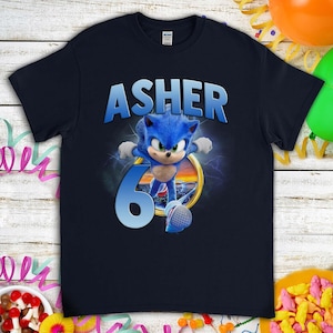 Sonic the Hedgehog Birthday Gift For Gamer Son Daughter, Funny Custom Name Birthday T-Shirt For Men Women Kids Boys Girls Toddler Infant