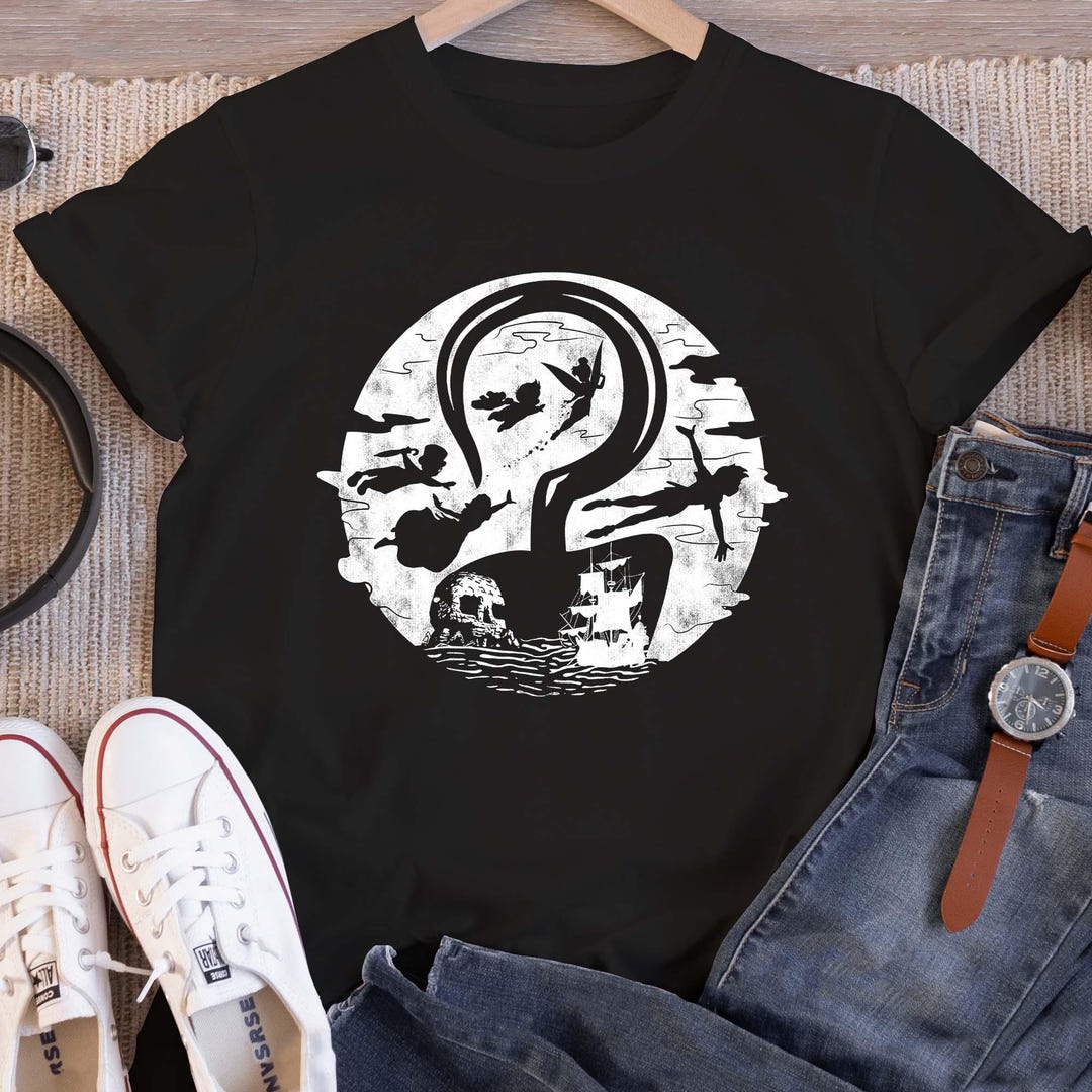 Disney Peter Pan Tshirt, Disney Pirate Tinker Bell Captain Hook Shirt