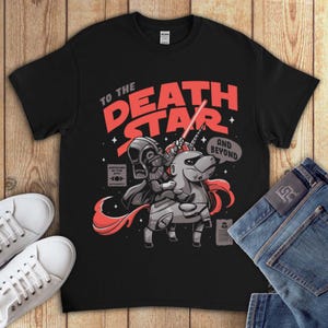 T-shirt unisexe de Star Wars à l'Étoile de la mort et au-delà, Dark Vador, T-shirt à col en V, Sweat à capuche et débardeur pour hommes, femmes, enfants