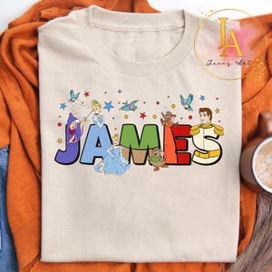 Custom Name Disney Cinderella T-shirt, Personalized Princess and Prince Disney Trip Tee, Disneyland Vacation Family Matching Gift