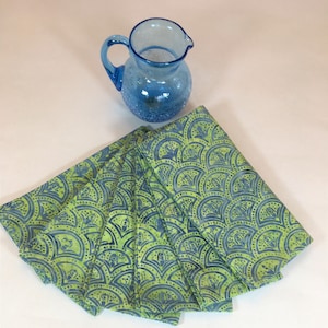 Blue & Green Clamshell Cloth Napkins, Set of 6, Sustainable Living, Reusable