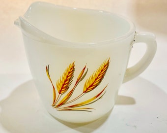 Fire King Milk Glass Creamer Wheat Pattern