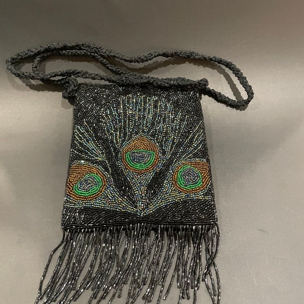 Millicent Fine Handbags Beaded Peacock Evening Bag