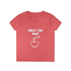 Stylish Ladies&#39; V-Neck T-Shirt: Fun &#39;What The Pah?&#39; Graphic Tee, Casual Wear, Gift for Foodies, Summer Fashion, Everyday Comfort