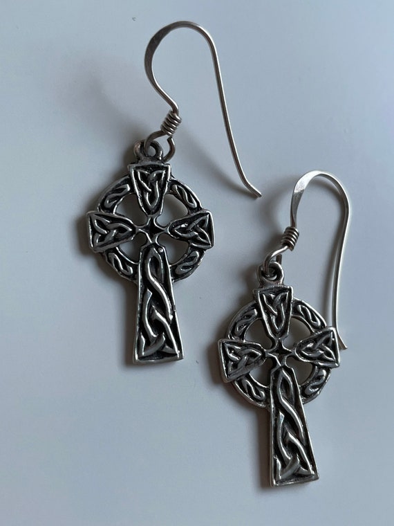 Orecchini A Goccia Nodo Celtico In Argento 925: Vintage A Croce Con Placcato Bianco, Gioielli Irlandesi Per Donna
