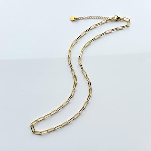 18k Gold Plated Stainless Steel Paperclip Necklace Chain, ideal for Charms, for Woman, Jewellery Making