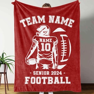 Personalized Football Blanket, Name Football Senior Gift for Football Team Gift, Team Name Football Blanket, Football Senior Night Gift
