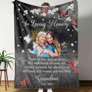 Personalized Memorial Dad Blanket, In Memory Of Photo, Memorial Gift For Loss Of Mother Blanket, Sympathy Blankets, Hugs From Heaven Blanket