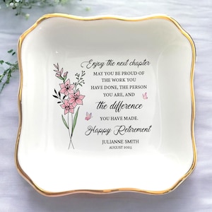 Custom Retirement Jewelry Dish, Personalized Retirement Gifts for Women, Happy Retirement Gift, Nurse Retirement-Teacher Retirement Gift