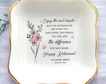 Custom Retirement Jewelry Dish, Personalized Retirement Gifts for Women, Happy Retirement Gift, Nurse Retirement-Teacher Retirement Gift