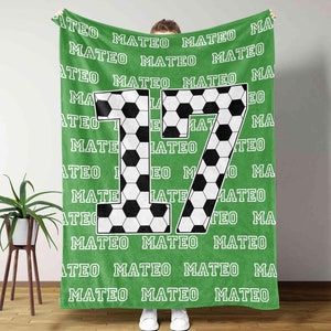 Personalized Soccer Blanket, Soccer Gift For Team, Custom Name Blanket, Sports Blanket Gift Birthday, Soccer Lovers Gift, Soccer Team Gifts