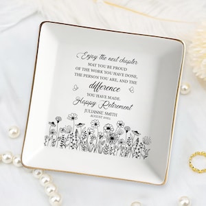 Custom Retirement Jewelry Dish, Personalized Retirement Gifts for Women, Happy Retirement Gift, Nurse Retirement-Teacher Retirement Gift