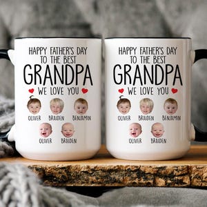 Custom Grandpa Gift, Custom Baby Face Mug, Best Grandpa Mug, Grandpa Birthday Mug, Personalized Grandkids Photo Mug, Happy Father&#39;s Day Gift